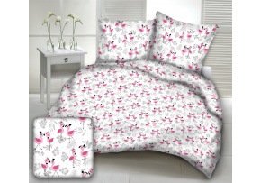 Tkanina bawełniana wzór różowy Flamingo na białym tle