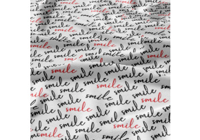 Tkanina bawełniana wzór SMILE na białym tle