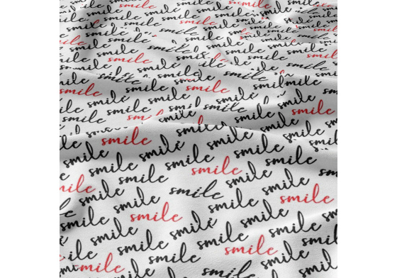Tkanina bawełniana wzór SMILE na białym tle