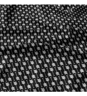 Tkanina bawełniana wzór białe strzały na czarnym tle