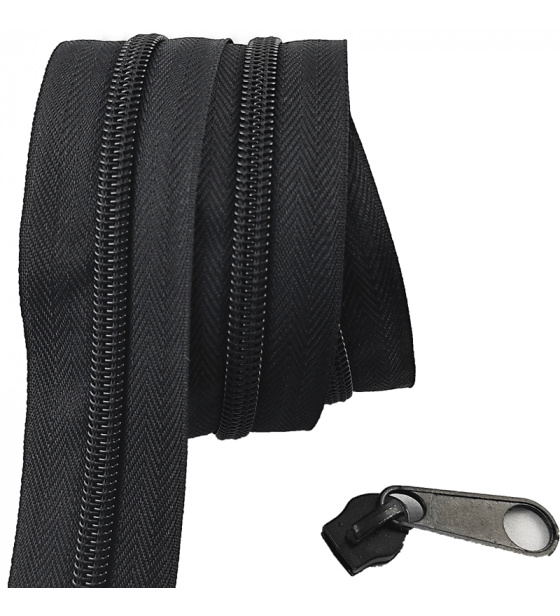 Zip spirálový černý 5 mm metráž 