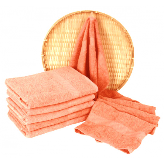 Koralowy ręcznik frotte Darsi - 50x100 cm