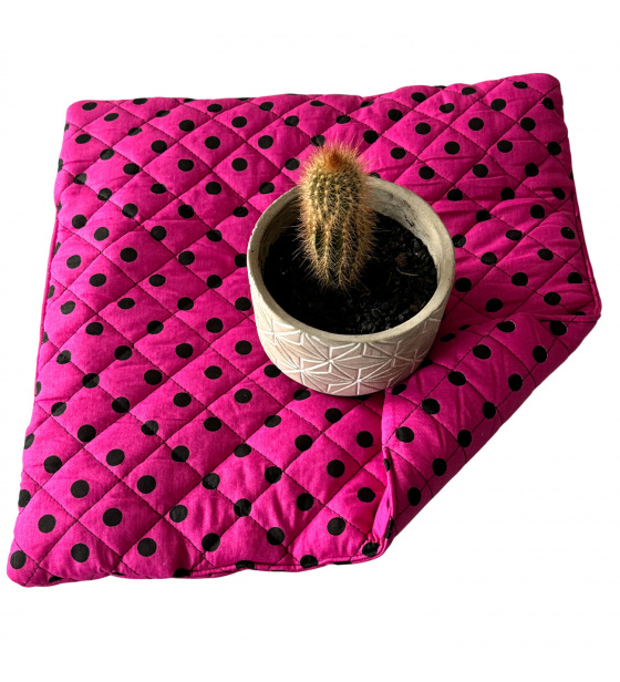 Poduszka siedziskowa 40x40x2cm Czarne Groszki na Amarantowym
