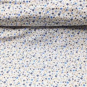 Tkanina bawełniana wzór niebiesko-szare kwiaty na białym tle