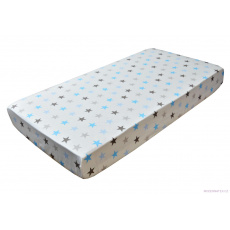 Prostěradlo do postýlky bavlněné na gumu 120x60 cm HVĚZDY ŠEDOMODRÉ Prostěradlo do postýlky bavlněné na gumu 120x60 cm HVĚZDY ŠEDOMODRÉ