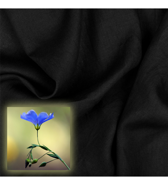 Tkanina lniana naturalna Oskar kolor Czarny 265 g/m2