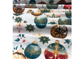 Tkanina bawełniana wzór Bombki na białym tle