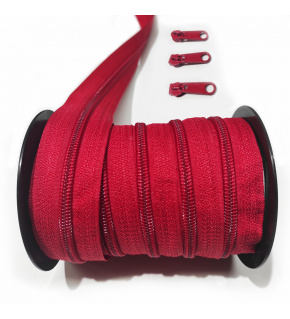 Zamek spiralny Czerwony 5 mm, metraż