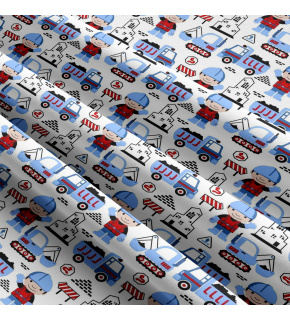 Tkanina bawełniana wzór Budowa niebieski