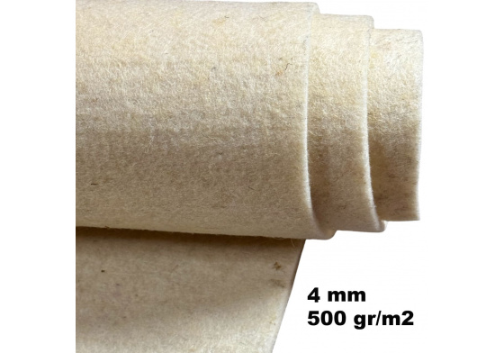 Filc techniczny wełniany 4 mm kolor ECRU, szerokość 150 cm