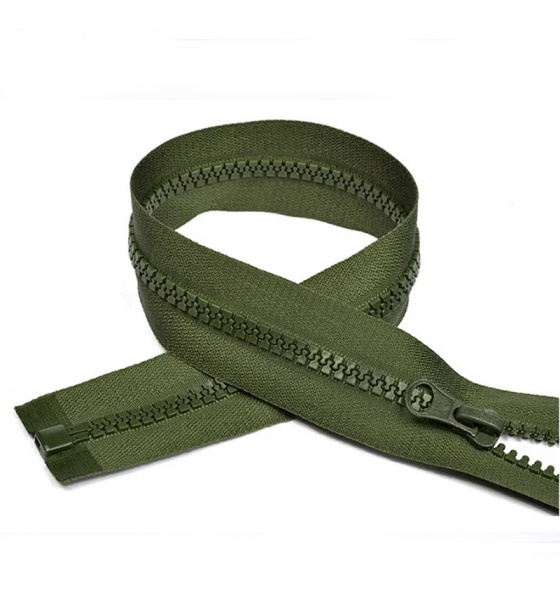 Zamek błyskawiczny kostkowy 5 mm rozdzielczy 85 cm auto lock Khaki