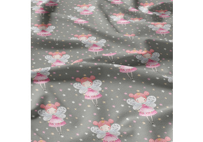 Tkanina bawełniana wzór Calineczka na szarym tle Tkanina bawełniana wzór Calineczka na szarym tle