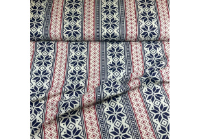 Świąteczna tkanina bawełniana wzór Świąteczny na granatowym tle Świąteczna tkanina bawełniana wzór Świąteczny na granatowym tle