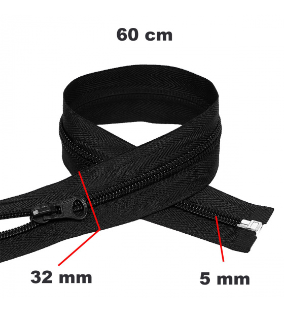 Zamek spiralny Czarny 32 mm (60 cm)