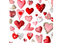 Tkanina bawełniana wzór wielokolorowe serca na białym tle