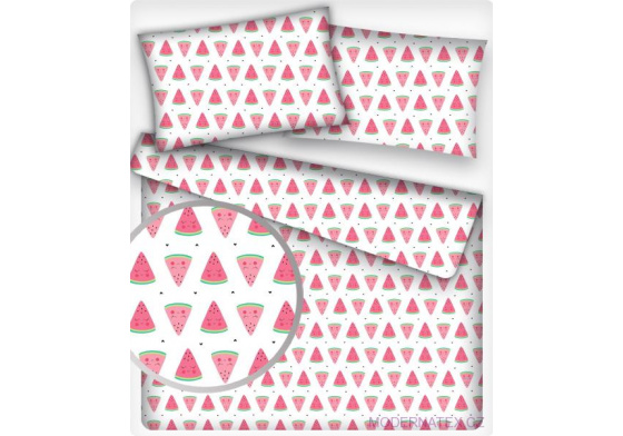 Dekorační dětská bavlněná látka vzor Meloun na bílém