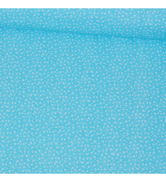 Dekorační dětská bavlněná látka vzor mini kytičky na modrém