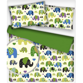 Tkanina bawełniana wzór Zielone Słonie