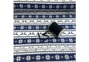 Świąteczna tkanina bawełniana wzór na granatowym tle Świąteczna tkanina bawełniana wzór na granatowym tle