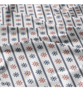 Tkanina bawełniana wzór czerwono-granatowе stery i pasy