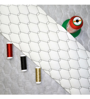 Ekoskóra GEO kolor Biały pikowana Czarną nicią 145 cm