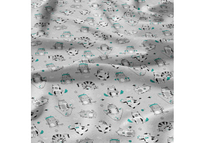 Tkanina bawełniana wzór szare koty na szarym tle