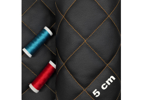 Ekoskóra kolor Czarny pikowana Pomarańczową nicią