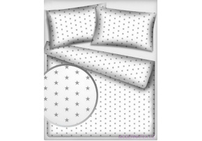 Tkanina bawełniana Szare gwiazdy na białym tle