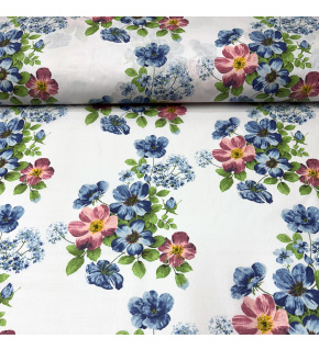 Tkanina bawełniana wzór Kwiaty na białym