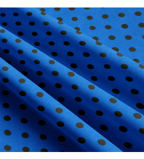 Tkanina bawełniana Czarne groszki 10 mm na Turkusowym tle