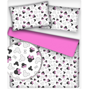 Tkanina bawełniana wzór Miki z różowymi kokardkami