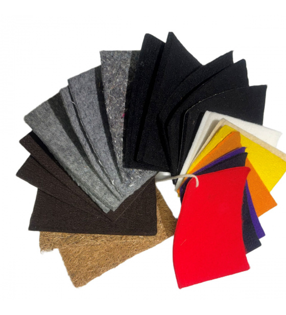 Vzorník látek, filc Technický 3-10 mm 500-1200 gr/m2, 10x15 cm