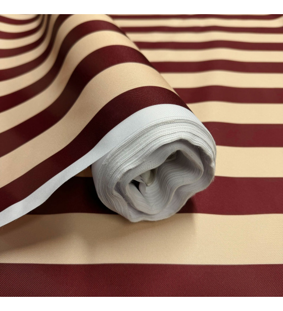 Tkanina zewnętrzna na leżaki i hamaki ogrodowe, kolor Bordowo-beżowy, 5 cm