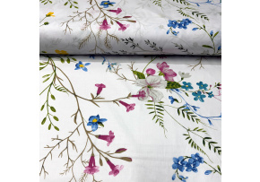Tkanina bawełniana wzór Kwiaty na białym