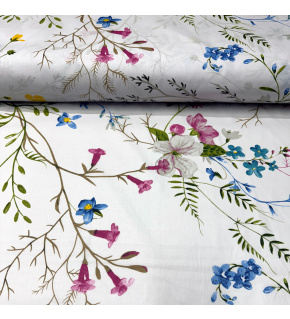 Tkanina bawełniana wzór Kwiaty na białym