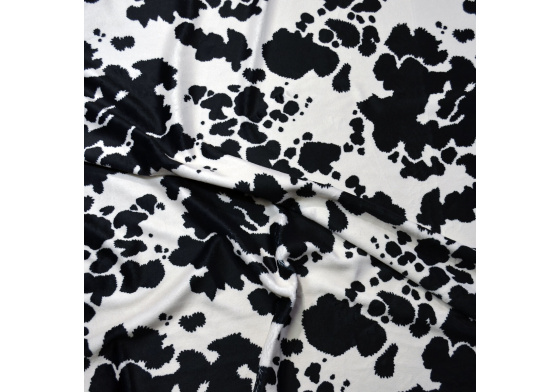 Tkanina minky mikro pluszowa wzór Krowa kolor Czarny
