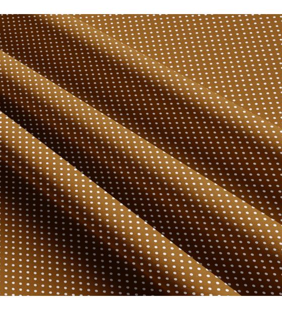 Tkanina bawełniana Białe groszki 2 mm na brązowym tle