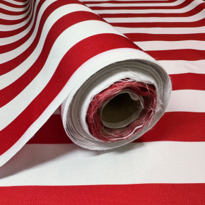 Tkanina zewnętrzna na leżaki i hamaki ogrodowe, kolor biało-czerwony, 5 cm
