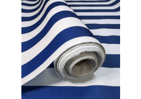 Tkanina zewnętrzna na leżaki i hamaki ogrodowe, kolor biało-chabrowy, 5 cm Tkanina zewnętrzna na leżaki i hamaki ogrodowe, kolor biało-chabrowy, 5 cm