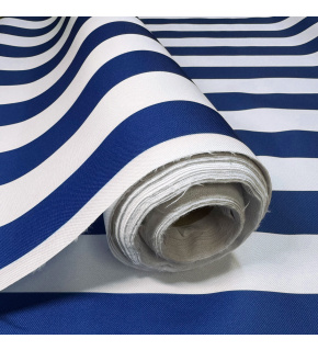 Tkanina zewnętrzna na leżaki i hamaki ogrodowe, kolor biało-chabrowy, 5 cm Tkanina zewnętrzna na leżaki i hamaki ogrodowe, kolor biało-chabrowy, 5 cm