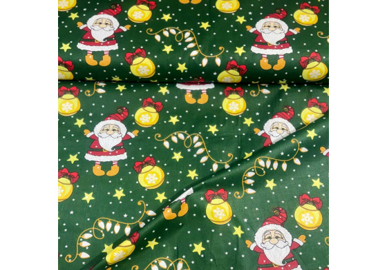 Vánoční bavlněná látka, metráž, šíře 160 cm, barva zelená