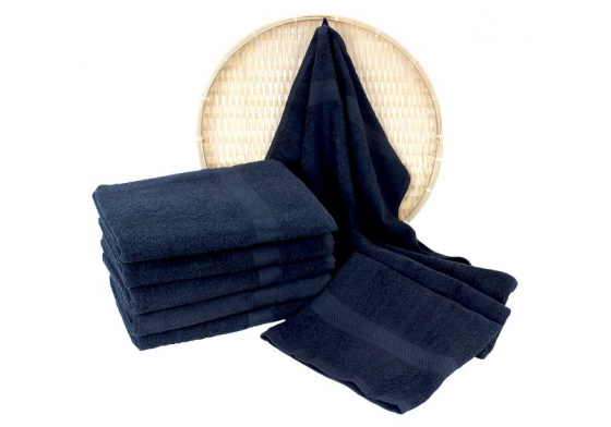 Granatowy ręcznik frotte Darsi - 50x100 cm