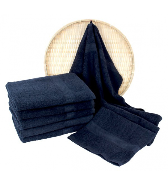 Granatowy ręcznik frotte Darsi - 50x100 cm