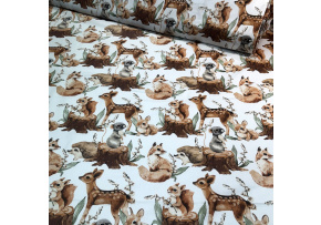  Tkanina bawełniana wzór Zwierzęta na białym tle