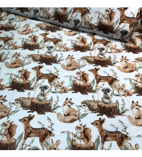  Tkanina bawełniana wzór Zwierzęta na białym tle