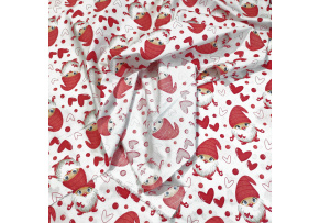 Tkanina bawełniana świąteczna  Zakochane Mikołaje na białym tle