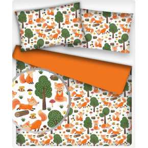 Tkanina bawełniana wzór pomarańczowe lisy i Drzewa
