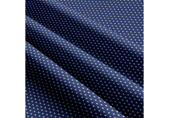 Tkanina bawełniana Białe groszki 3 mm na granatowym tle