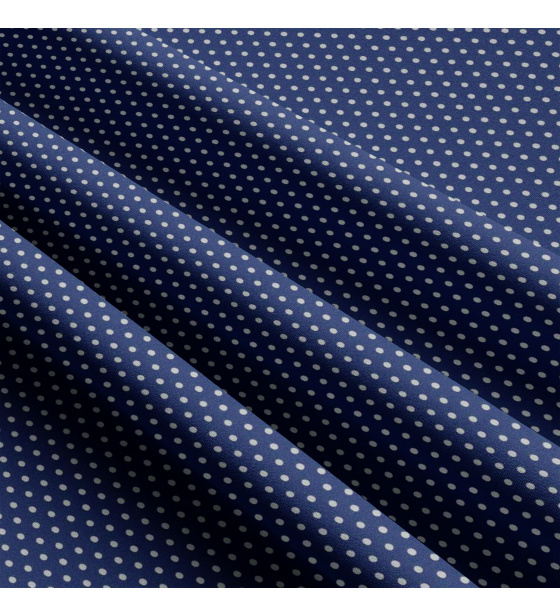 Tkanina bawełniana Białe groszki 3 mm na granatowym tle