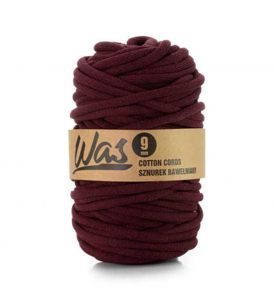 Bavlněná šňůra  9mm, 50m, burgund 180